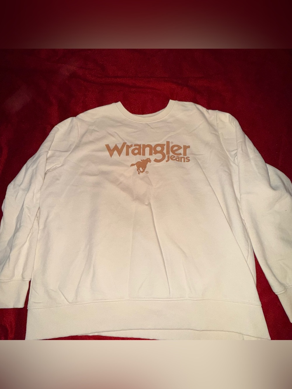 Wrangler Cream Crewneck Sweatshirt with Tan Logo